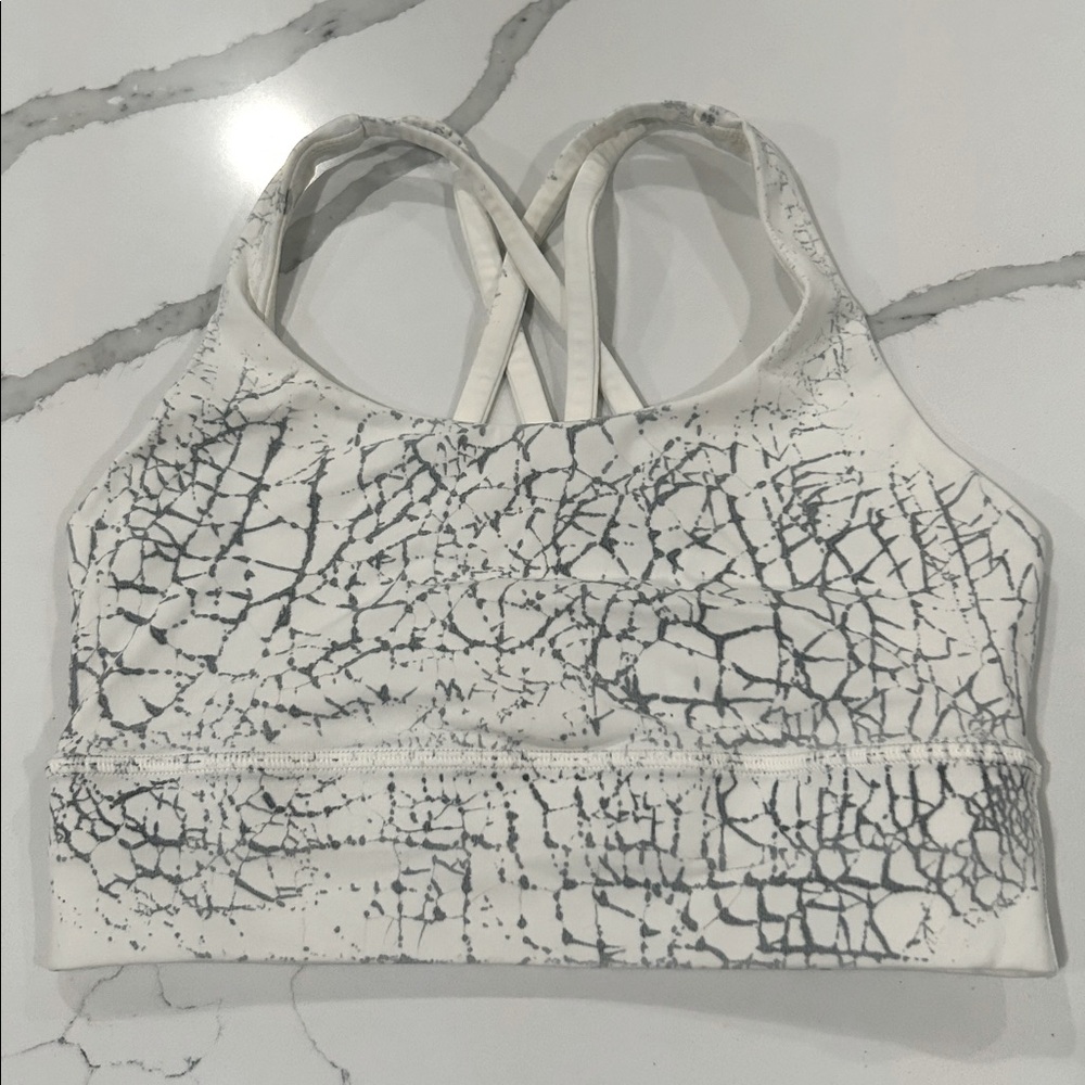 Lululemon White and Gray Patterned Sports Bra